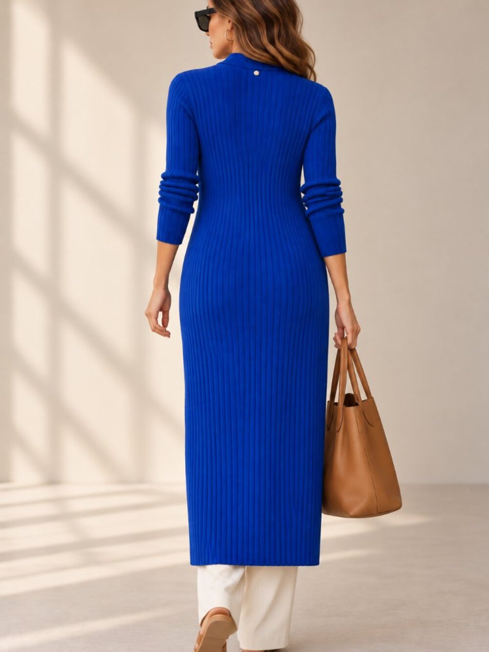 Ted Baker Nardaa Cobalt Blue Ribbed Longline Cardigan Dress S - Picture 2 of 9
